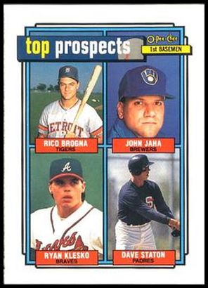 126 1992 Prospects 1B (Rico Brogna John Jaha Ryan Klesko Dave Staton)